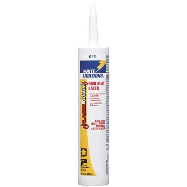 White Lightning - 10 oz Cartridge Red Acrylic & Latex Caulk - 1380°F Max Operating Temp - Exact Industrial Supply