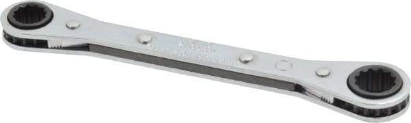 Proto - 3/8" x 7/16" 12 Point Reversible Ratcheting Box Wrench - Double End, 1-5/8" Head Diam x 1/2" Head Thickness, 5-1/2" OAL, Steel, Chrome Finish - Exact Industrial Supply