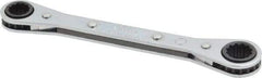 Proto - 3/8" x 7/16" 12 Point Reversible Ratcheting Box Wrench - Double End, 1-5/8" Head Diam x 1/2" Head Thickness, 5-1/2" OAL, Steel, Chrome Finish - Exact Industrial Supply