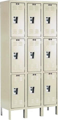 Hallowell - 9 Door, 3 Tier, Ready-Built Wardrobe & Box Lockers - Exact Industrial Supply