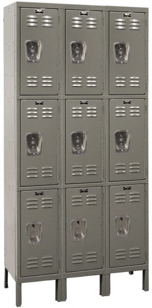 Hallowell - 9 Door, 3 Tier, Premium Wardrobe Lockers - Exact Industrial Supply