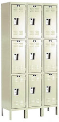 Hallowell - 9 Door, 3 Tier, Galvanite Corrosion Resistant Wardrobe & Box Lockers - Exact Industrial Supply