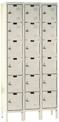 Hallowell - 18 Door, 6 Tier, Galvanite Corrosion Resistant Wardrobe & Box Lockers - Exact Industrial Supply