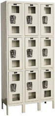 Hallowell - 9 Door, 3 Tier, Safety-View Wardrobe Lockers - Exact Industrial Supply