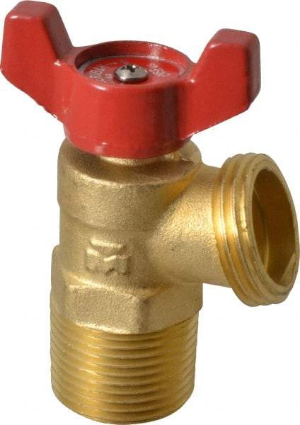 B&K Mueller - 1/2" Pipe, Brass, FNPT, MNPT x GHT End Connection, Boiler Drain Valve - 125 psi WOG Rating, Wing Tee Handle - Exact Industrial Supply