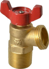 B&K Mueller - 1/2" Pipe, Brass, FNPT, MNPT x GHT End Connection, Boiler Drain Valve - 125 psi WOG Rating, Wing Tee Handle - Exact Industrial Supply