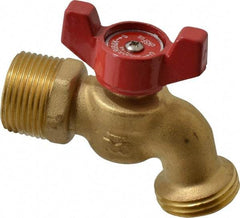 B&K Mueller - 1/2" Pipe, 125 psi WOG Rating, Brass Hose Bibb, Stop Valve - Wing Tee Handle, FNPT/MNPT x GHT End Connections - Exact Industrial Supply