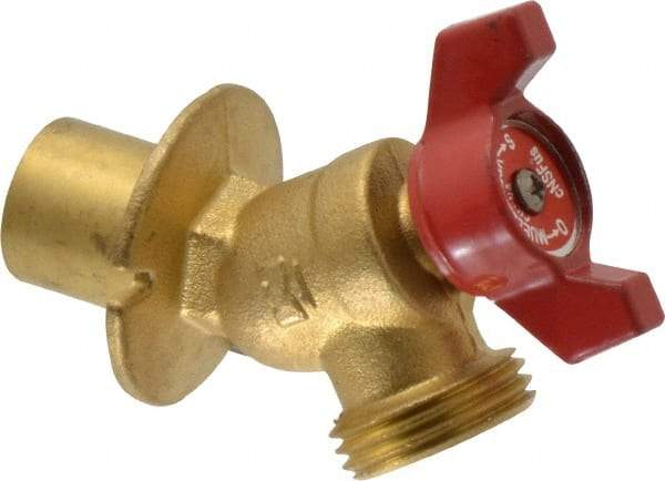 B&K Mueller - 1/2" Pipe, Brass Sillcock - Quarter Turn Handle, Soldered x GHT End Connections, 125 psi WOG Rating - Exact Industrial Supply