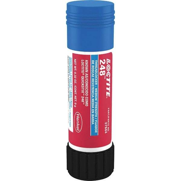 Loctite - 9 g Stick, Blue, Medium Strength Semisolid Threadlocker - Series 248, 24 hr Full Cure Time, Hand Tool, Heat Removal - Exact Industrial Supply