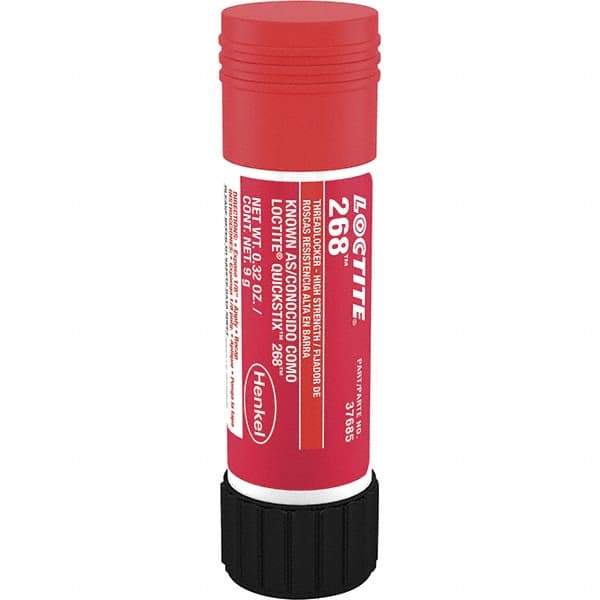 Loctite - 9 g Stick, Red, High Strength Semisolid Threadlocker - Series 268, 72 hr Full Cure Time, Hand Tool, Heat Removal - Exact Industrial Supply