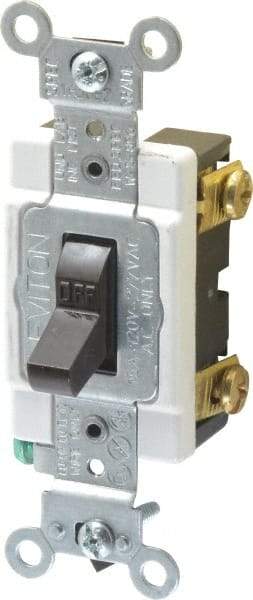 Leviton - 1 Pole, 120 to 277 VAC, 15 Amp, Commercial Grade, Toggle, Wall and Dimmer Light Switch - 1.31 Inch Wide x 4.06 Inch High - Exact Industrial Supply