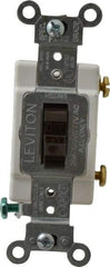 Leviton - 1 Pole, 120 to 277 VAC, 20 Amp, Commercial Grade, Toggle, Wall and Dimmer Light Switch - 1.31 Inch Wide x 4.06 Inch High - Exact Industrial Supply