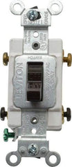 Leviton - 2 Pole, 120 to 277 VAC, 20 Amp, Commercial Grade, Toggle, Wall and Dimmer Light Switch - 1.31 Inch Wide x 4.06 Inch High - Exact Industrial Supply