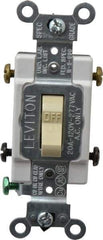 Leviton - 2 Pole, 120 to 277 VAC, 20 Amp, Commercial Grade, Toggle, Wall and Dimmer Light Switch - 1.31 Inch Wide x 4.06 Inch High - Exact Industrial Supply