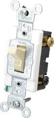 Leviton - 1 Pole, 120 to 277 VAC, 15 Amp, Commercial Grade, Toggle, Wall and Dimmer Light Switch - 1.31 Inch Wide x 4.06 Inch High - Exact Industrial Supply