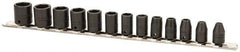 Proto - 13 Piece 1/4" Drive Impact Socket Set - 6 Points, 4mm to 10mm Range, Metric Measurement Standard - Exact Industrial Supply