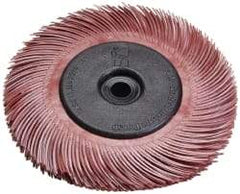 3M - 6" Diam, 7/16" Max Face Width, Plain Hole Radial Bristle Brush - 220 Grit, Very Fine Grade, 10,000 Max RPM, Red - Exact Industrial Supply
