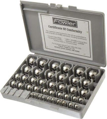 Fowler - to 1 to 25mm Diameter, Chrome Steel, Gage Ball Set - 0.0025 mm Tolerance, Grade 24 Accuracy, 63 RC Hardness, 25 Pairs - Exact Industrial Supply