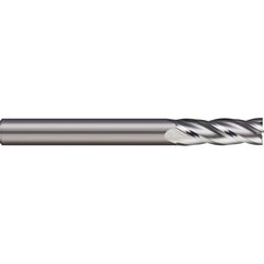 Square End Mill: 1/16'' Dia, 1/8'' LOC, 1/8'' Shank Dia, 1-1/2'' OAL, 4 Flutes, Solid Carbide Single End, Uncoated, 30 ° Helix, Centercutting, RH Cut, RH Flute