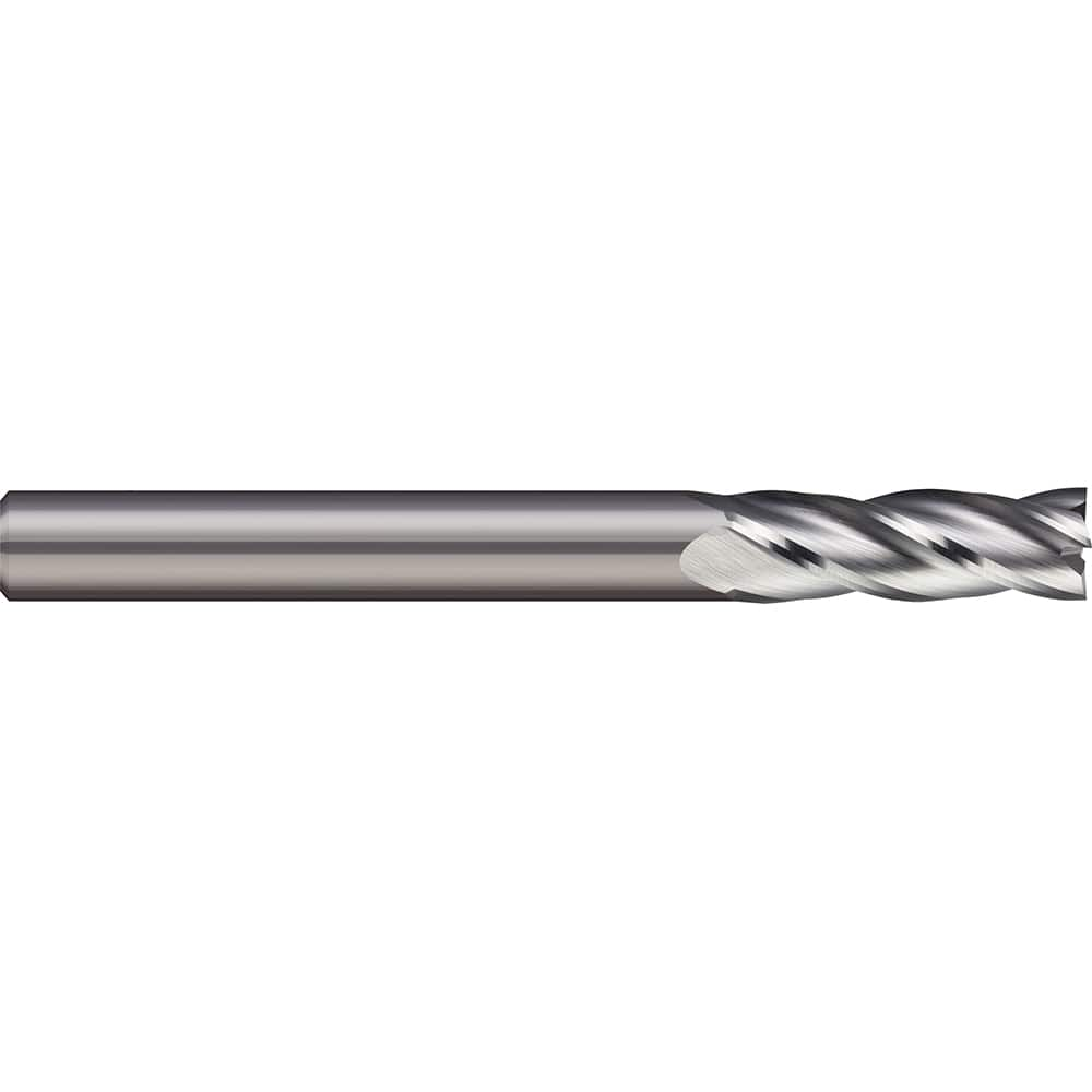 Square End Mill: 3/64'' Dia, 7/64'' LOC, 1/8'' Shank Dia, 1-1/2'' OAL, 4 Flutes, Solid Carbide Single End, Uncoated, 30 ° Helix, Centercutting, RH Cut, RH Flute