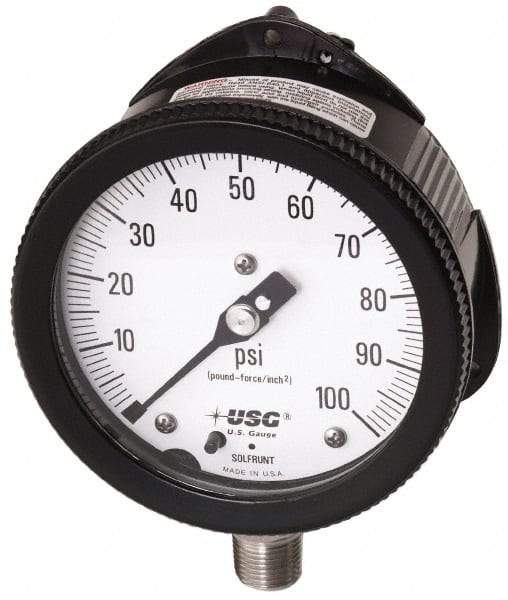Ametek - 6" Dial, 1/2 Thread, 0-200 Scale Range, Pressure Gauge - Lower Back Connection Mount, Accurate to 0.5% of Scale - Exact Industrial Supply