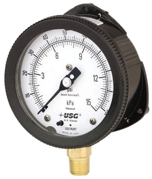 Ametek - 6" Dial, 1/2 Thread, 0-160 Scale Range, Pressure Gauge - Lower Connection Mount, Accurate to 0.5% of Scale - Exact Industrial Supply