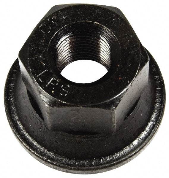 Dorman - 9/16-18 Black Oil Quench Finish Flanged Wheel Nut - 1-1/16" Hex, 1" OAL, 1.6 Diam Flange Seat Angle - Exact Industrial Supply