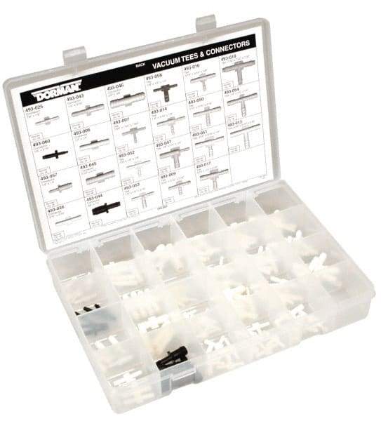 Dorman - 115 Piece, 1/8 to 5/16" Vacuum Tees & Connectors - Plastic - Exact Industrial Supply