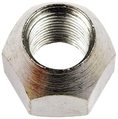 Dorman - 9/16-18 Zinc Finish Open Wheel Nut - 7/8" Hex, 3/4" OAL, 60° Seat Angle - Exact Industrial Supply
