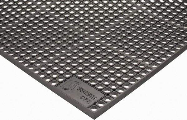 Wearwell - 5' Long x 3' Wide, Dry/Wet Environment, Anti-Fatigue Matting - Gray, CFR Rubber with Rubber Base, Beveled on 4 Sides - Exact Industrial Supply