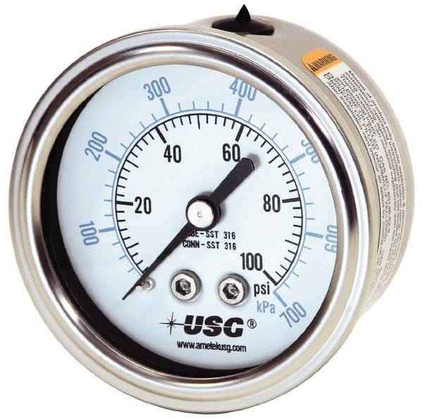 Pressure Gauge: 1-1/2″ Dial, 1/8″ Thread, Center Back Mount 3-2-3% of Scale Accuracy