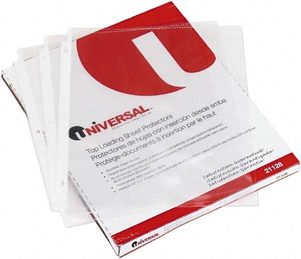 UNIVERSAL - 50 Piece Clear Sheet Protectors-Ring Binder - 11" High x 8-1/2" Wide - Exact Industrial Supply
