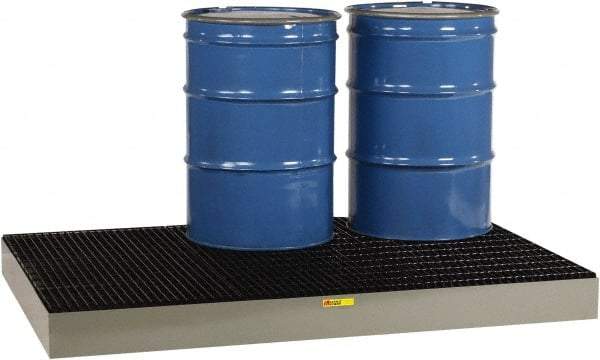 Little Giant - 99 Gal Sump, 9,000 Lb Capacity, 6 Drum, Steel Spill Deck or Pallet - 76" Long x 51" Wide x 6-1/2" High - Exact Industrial Supply