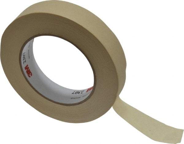 3M - 1" Wide x 60 Yd Long Tan Paper Masking Tape - Series 2307, 5.2 mil Thick, 23 In/Lb Tensile Strength - Exact Industrial Supply