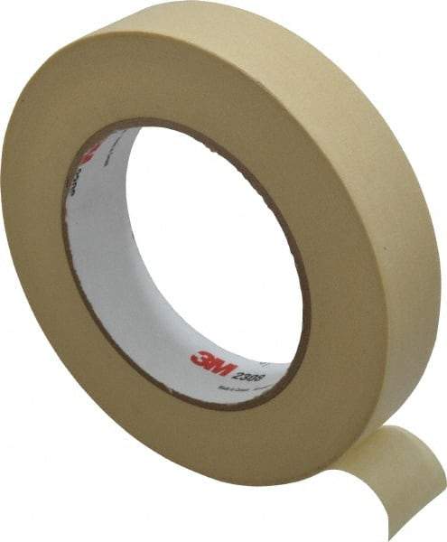 3M - 1" Wide x 60 Yd Long Tan Paper Masking Tape - Series 2308, 5.3 mil Thick, 22 In/Lb Tensile Strength - Exact Industrial Supply