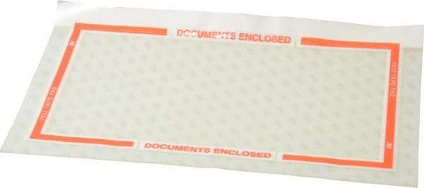 3M - 1,000 Piece, 10" Long x 6" Wide, Sheet - Documents Enclosed, Clear with Orange Border - Exact Industrial Supply