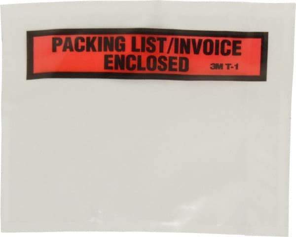 3M - 1,000 Piece, 5-1/2" Long x 4-1/2" Wide, Envelope - Packing List/Invoice Enclosed, Orange Top Border - Exact Industrial Supply