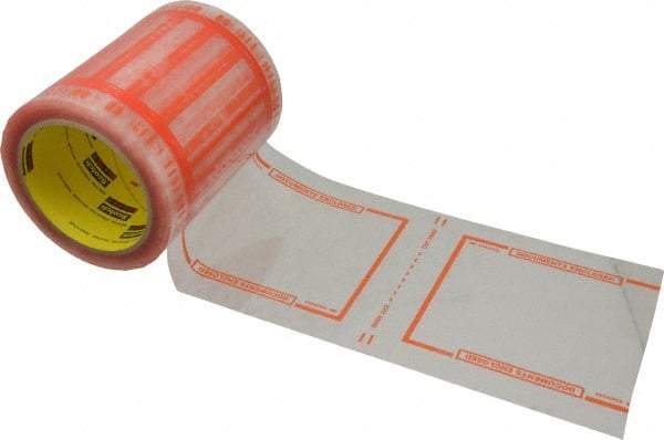 3M - 333 Piece, 6" Long x 5" Wide, Tape Roll - Document Enclosed, Clear with Orange Border - Exact Industrial Supply