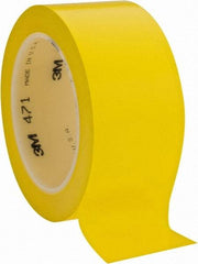 3M - Yellow Solid Color Vinyl Tape - 2" Wide x 108' Long x 5.2 mil Thick, General Traffic - Exact Industrial Supply
