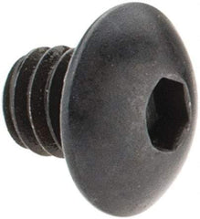 Made in USA - #8-32 UNC Hex Socket Drive, Button Screw - Alloy Steel, Black Oxide Finish, Fully Threaded, 3/16" Length Under Head - Exact Industrial Supply