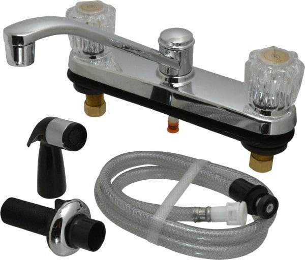 B&K Mueller - Deck Plate Mount, Kitchen Faucet with Spray - Two Handle, Knob Handle, Standard Spout - Exact Industrial Supply