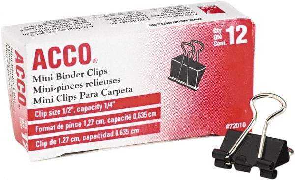 ACCO - 1/2" Wide Binder Clip - Black/Silver - Exact Industrial Supply