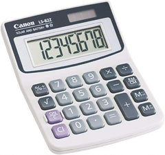 Canon - 8-Digit LCD Handheld Calculator - White, Solar & Battery Powered - Exact Industrial Supply