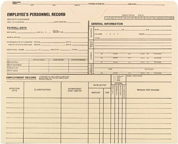 Quality Park - 11-3/4 x 9-1/2", Letter Size, Manilla, Personnel File Folder - 11 Point Stock - Exact Industrial Supply