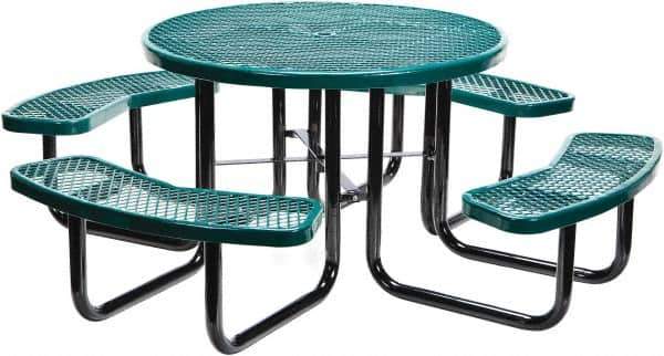 Vestil - 81-1/4" Long x 81-1/4" Wide x 29" High Stationary Activity/Utility Table without Back Rests - Green, Steel - Exact Industrial Supply