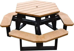 Vestil - 69-1/2" Long x 69-1/2" Wide x 30-1/2" High Stationary Activity/Utility Table without Back Rests - ADA Version - Cedar & Black, Plastic - Exact Industrial Supply