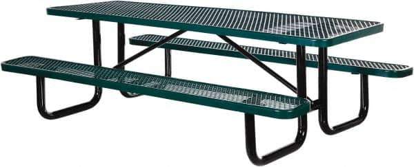 Vestil - 72" Long x 61-5/8" Wide x 30.38" High Stationary Activity/Utility Table without Back Rests - Green, Steel - Exact Industrial Supply