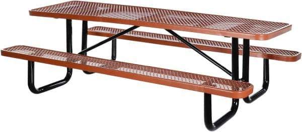 Vestil - 96" Long x 61-5/8" Wide x 30.38" High Stationary Activity/Utility Table without Back Rests - Brown, Steel - Exact Industrial Supply