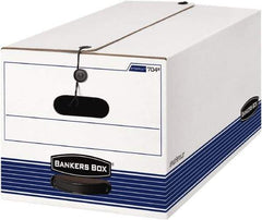 BANKERS BOX - 1 Compartment, 15 Inch Wide x 24 Inch Deep x 10 Inch High, File Storage Box - Paper, White and Blue - Exact Industrial Supply
