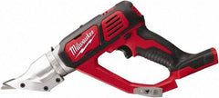 Milwaukee Tool - 3,000 SPM, 18 Volt, Inline Handle, Handheld Cordless Shear - 18 Gauge (Mild Steel) Cutting Capacity - Exact Industrial Supply